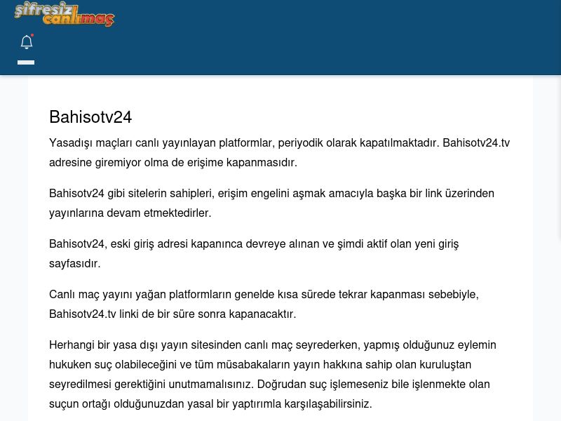 Bahisotv24 Giriş Linki - Şifresiz canlı maç izle - Ekran Görüntüsü