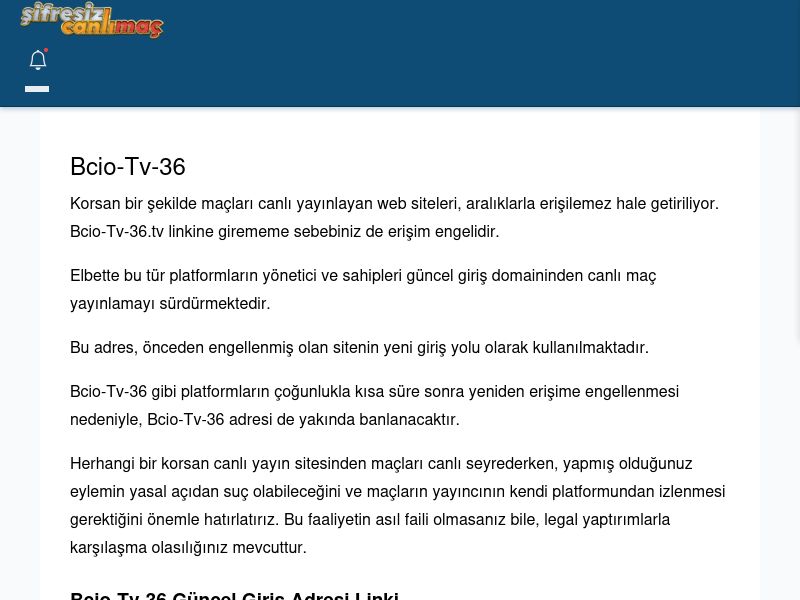 Bcio-Tv-36 Giriş Linki - Şifresiz canlı maç izle - Ekran Görüntüsü