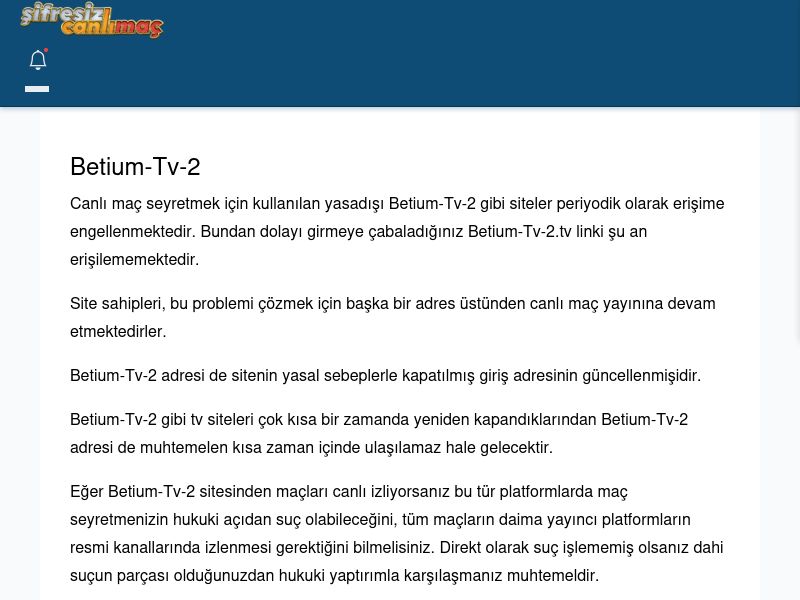 Betium-Tv-2 Canlı Maç İzle - Şifresiz canlı maç izle - Ekran Görüntüsü
