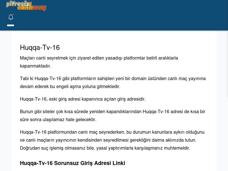 Huqqa-Tv-16 Güncel Giriş - Şifresiz canlı maç izle - Ekran Görüntüsü