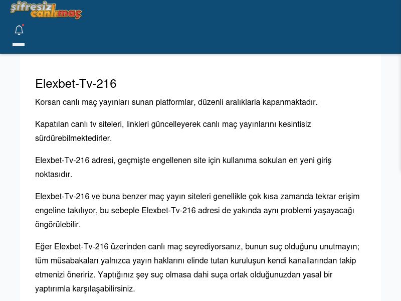 Elexbet-Tv-216 Canlı Maç İzle - Şifresiz canlı maç izle - Ekran Görüntüsü
