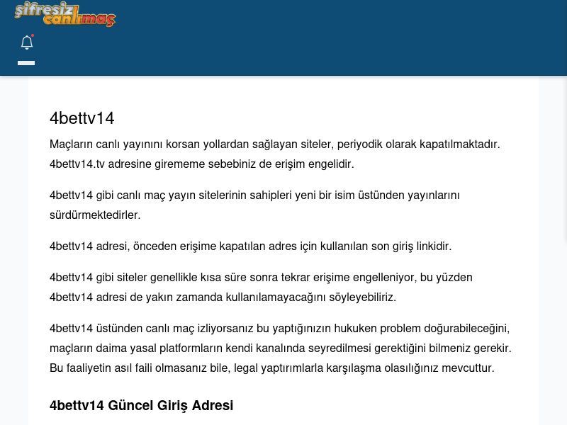 4bettv14 Canlı Maç İzle - Şifresiz canlı maç izle - Ekran Görüntüsü