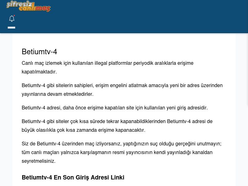 Betiumtv-4 Maç İzle - Şifresiz canlı maç izle - Ekran Görüntüsü