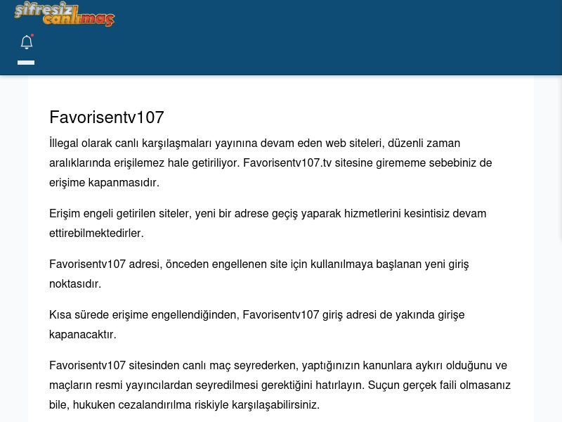 Favorisentv107 Canlı Maç İzle - Şifresiz canlı maç izle - Ekran Görüntüsü