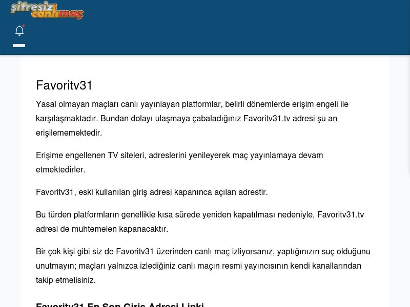 Favoritv31 Giriş Linki - Şifresiz canlı maç izle - Ekran Görüntüsü