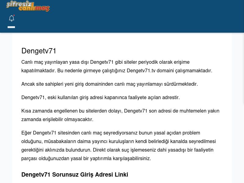 Dengetv71 Güncel Giriş - Şifresiz canlı maç izle - Ekran Görüntüsü