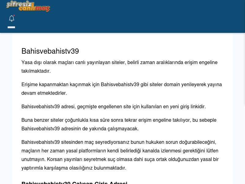 Bahisvebahistv39 Canlı Maç İzle - Şifresiz canlı maç izle - Ekran Görüntüsü