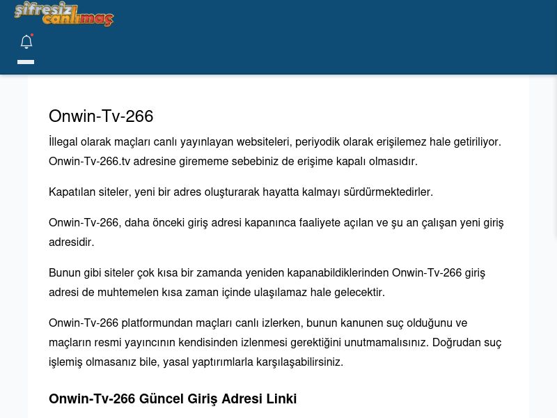 Onwin-Tv-266 Maç İzle - Şifresiz canlı maç izle - Ekran Görüntüsü
