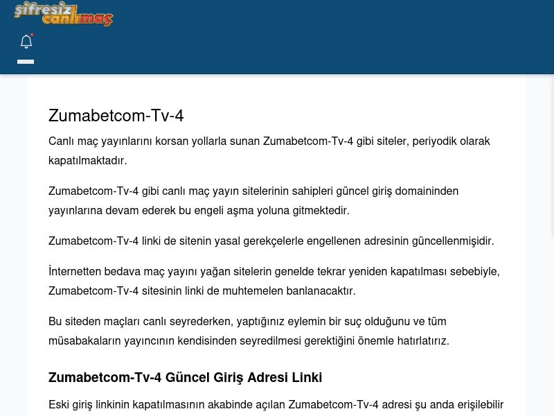 Zumabetcom-Tv-4 Maç İzle - Şifresiz canlı maç izle - Ekran Görüntüsü