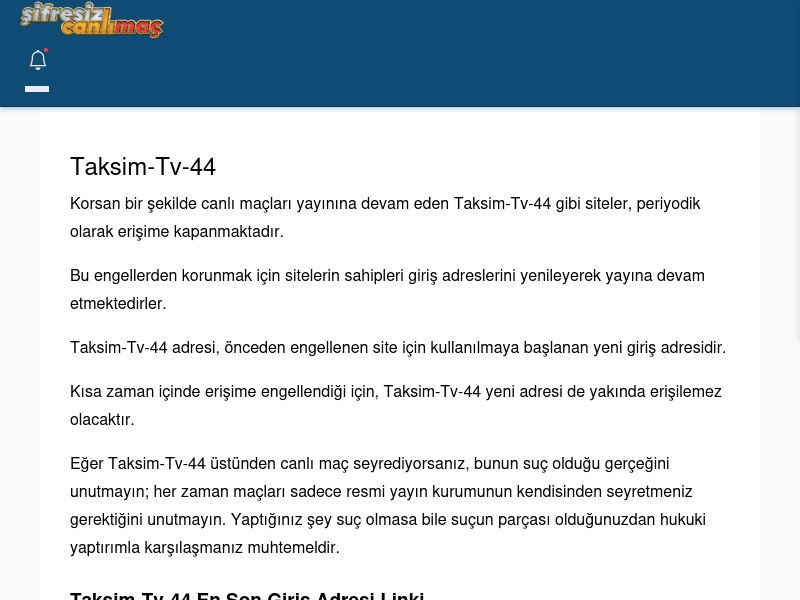 Taksim-Tv-44 Canlı Maç İzle - Şifresiz canlı maç izle - Ekran Görüntüsü