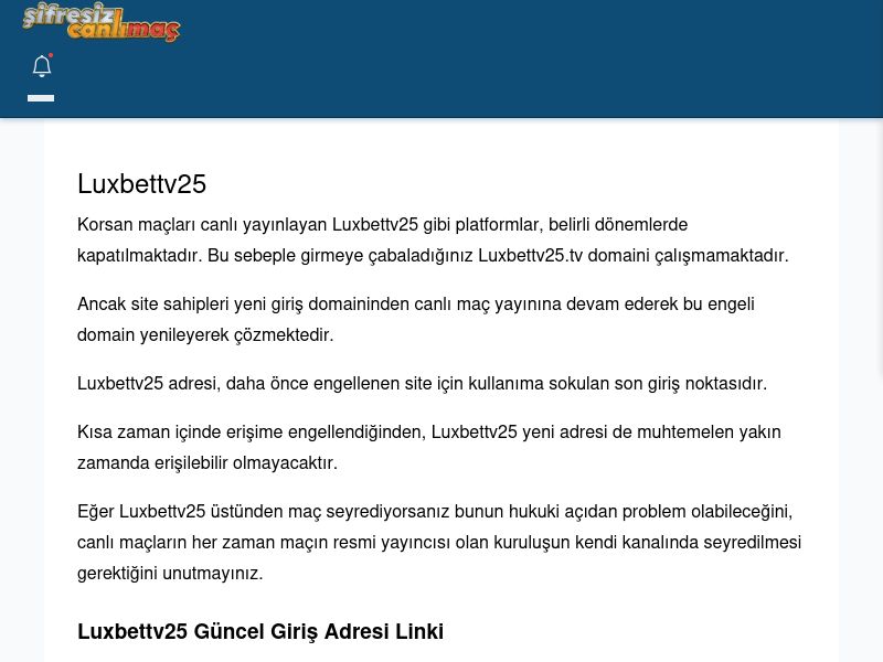 Luxbettv25 Canlı Maç İzle - Şifresiz canlı maç izle - Ekran Görüntüsü