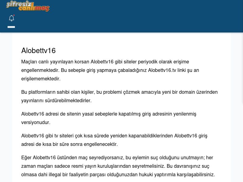 Alobettv16 Canlı Maç - Şifresiz canlı maç izle - Ekran Görüntüsü