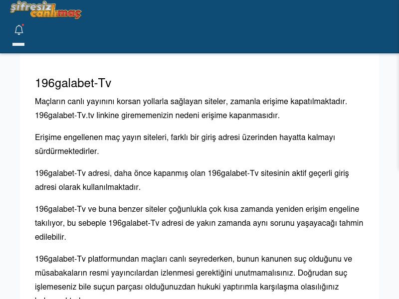 196galabet-Tv Canlı Maç - Şifresiz canlı maç izle - Ekran Görüntüsü