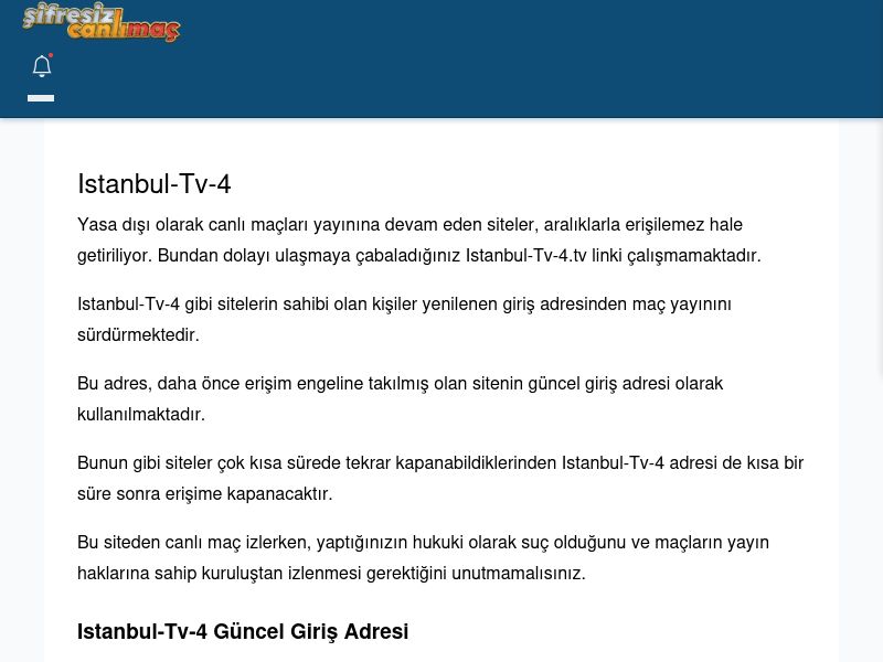 Istanbul-Tv-4 Güncel Giriş - Şifresiz canlı maç izle - Ekran Görüntüsü