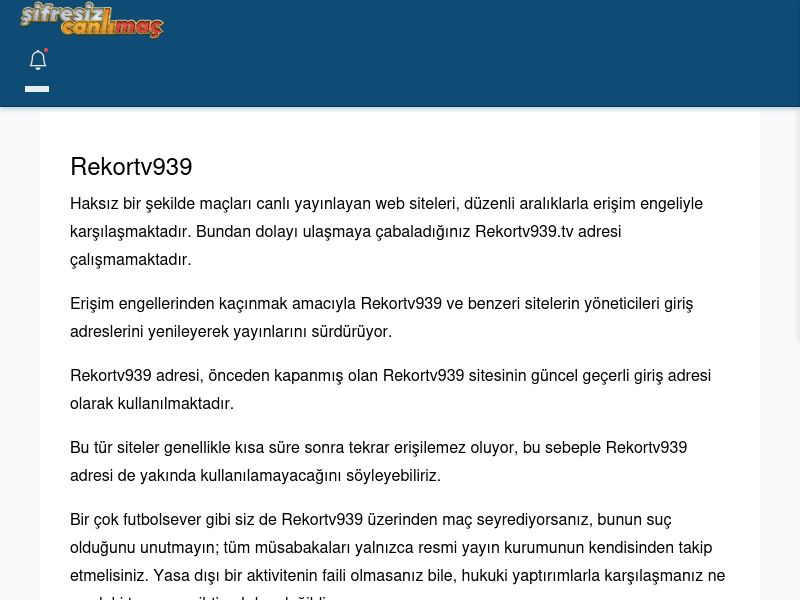 Rekortv939 Giriş Linki - Şifresiz canlı maç izle - Ekran Görüntüsü