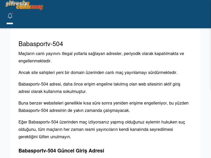 Babasportv-504 Güncel Giriş - Şifresiz canlı maç izle - Ekran Görüntüsü