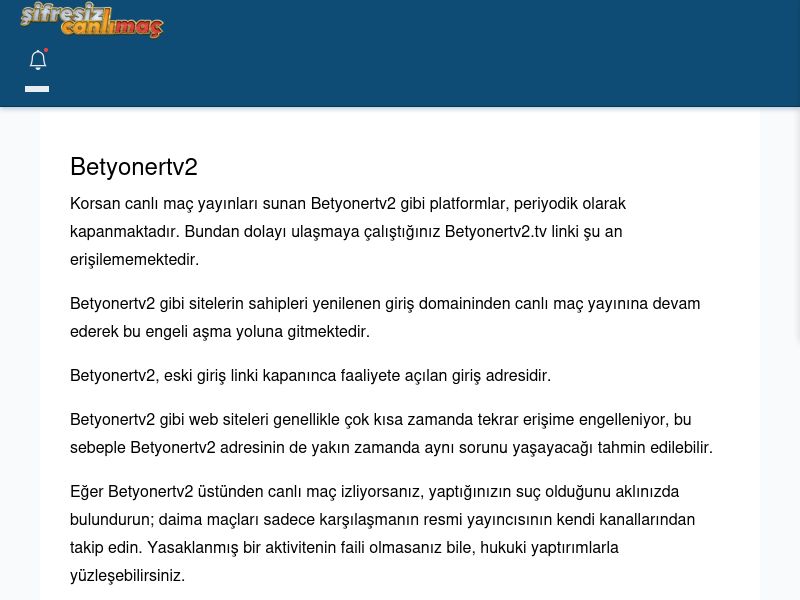 Betyonertv2 Maç İzle - Şifresiz canlı maç izle - Ekran Görüntüsü
