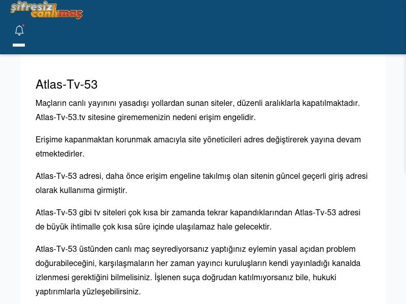Atlas-Tv-53 Güncel Giriş - Şifresiz canlı maç izle - Ekran Görüntüsü