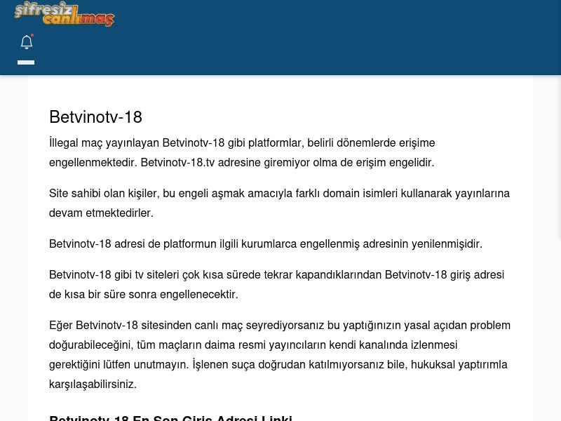 Betvinotv-18 Güncel Giriş - Şifresiz canlı maç izle - Ekran Görüntüsü