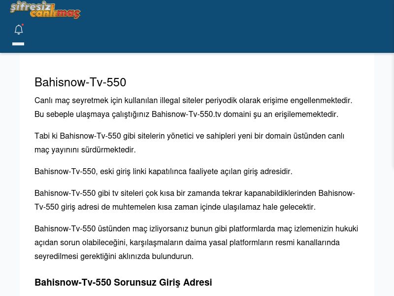Bahisnow-Tv-550 Maç İzle - Şifresiz canlı maç izle - Ekran Görüntüsü