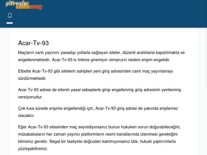 Acar-Tv-93 Güncel Giriş - Şifresiz canlı maç izle - Ekran Görüntüsü