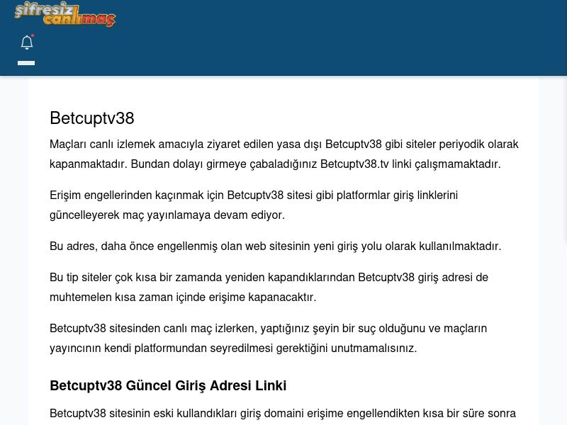 Betcuptv38 Canlı Maç - Şifresiz canlı maç izle - Ekran Görüntüsü
