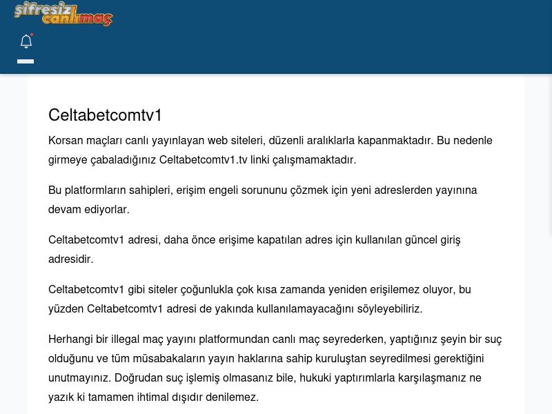 Celtabetcomtv1 Maç İzle - Şifresiz canlı maç izle - Ekran Görüntüsü