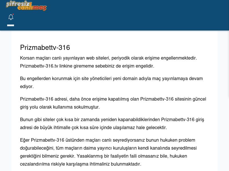 Prizmabettv-316 Güncel Giriş - Şifresiz canlı maç izle - Ekran Görüntüsü