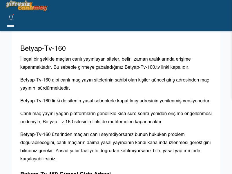 Betyap-Tv-160 Güncel Giriş - Şifresiz canlı maç izle - Ekran Görüntüsü