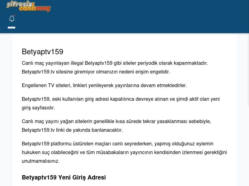 Betyaptv159 Giriş Linki - Şifresiz canlı maç izle - Ekran Görüntüsü