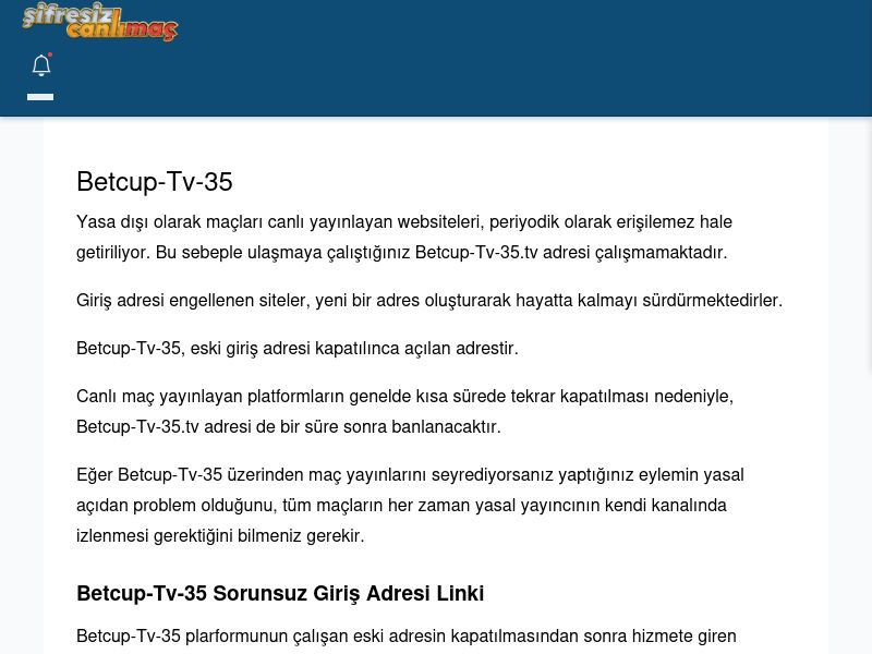 Betcup-Tv-35 Canlı Maç İzle - Şifresiz canlı maç izle - Ekran Görüntüsü