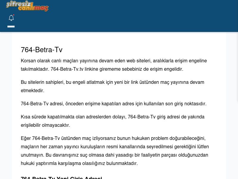 764-Betra-Tv Giriş Linki - Şifresiz canlı maç izle - Ekran Görüntüsü