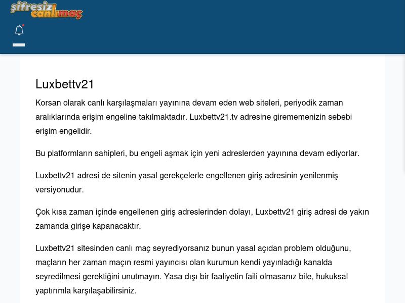 Luxbettv21 Giriş Linki - Şifresiz canlı maç izle - Ekran Görüntüsü