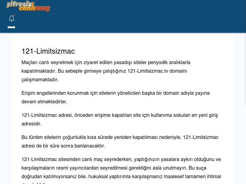 121-Limitsizmac Maç İzle - Şifresiz canlı maç izle - Ekran Görüntüsü