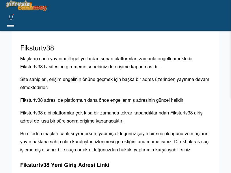 Fiksturtv38 Canlı Maç - Şifresiz canlı maç izle - Ekran Görüntüsü