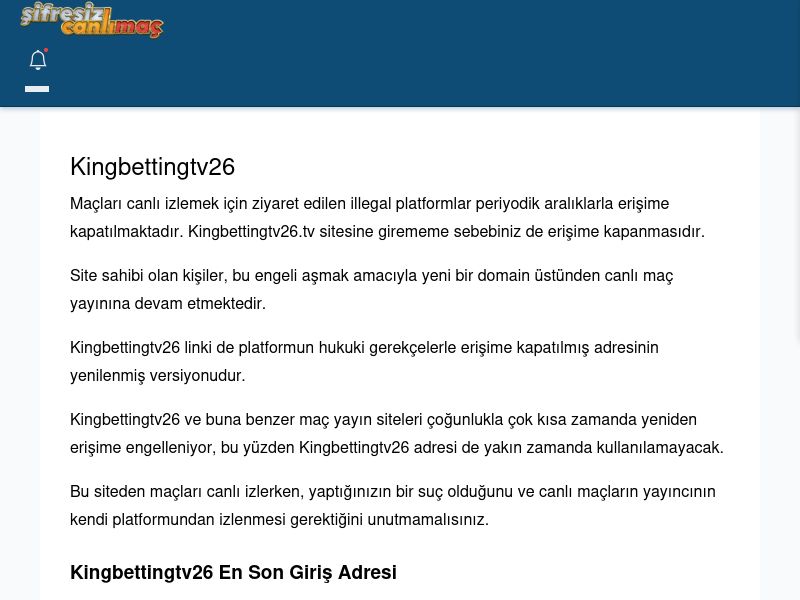 Kingbettingtv26 Maç İzle - Şifresiz canlı maç izle - Ekran Görüntüsü