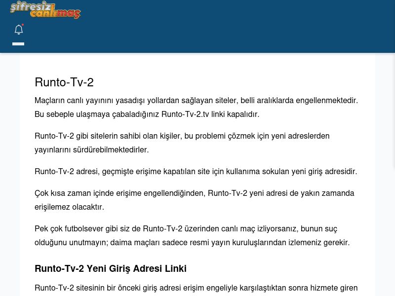 Runto-Tv-2 Canlı Maç İzle - Şifresiz canlı maç izle - Ekran Görüntüsü