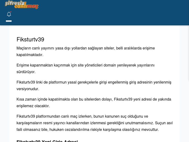 Fiksturtv39 Canlı Maç - Şifresiz canlı maç izle - Ekran Görüntüsü