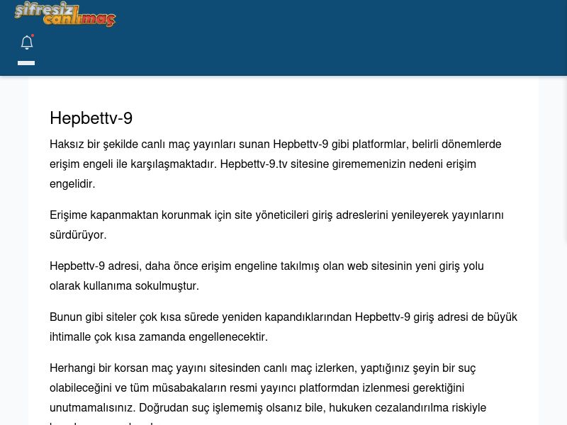 Hepbettv-9 Canlı Maç İzle - Şifresiz canlı maç izle - Ekran Görüntüsü