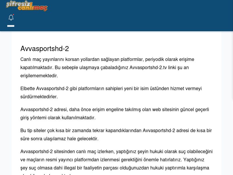 Avvasportshd-2 Canlı Maç - Şifresiz canlı maç izle - Ekran Görüntüsü