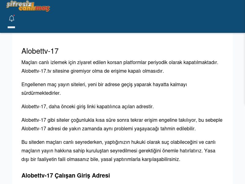 Alobettv-17 Güncel Giriş - Şifresiz canlı maç izle - Ekran Görüntüsü