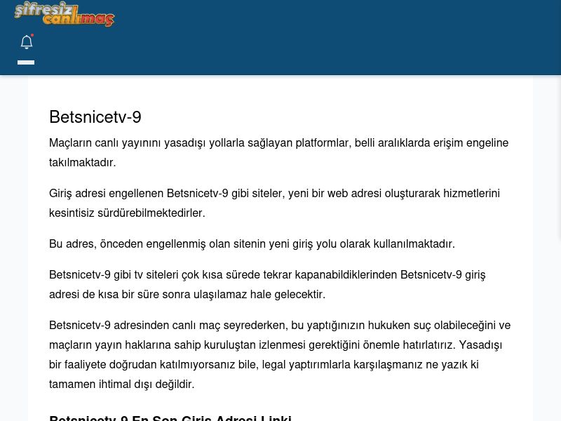 Betsnicetv-9 Güncel Giriş - Şifresiz canlı maç izle - Ekran Görüntüsü