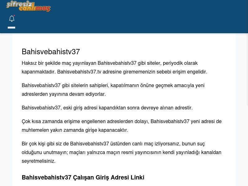 Bahisvebahistv37 Güncel Giriş - Şifresiz canlı maç izle - Ekran Görüntüsü