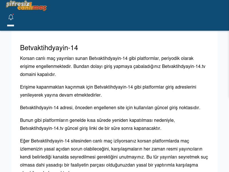 Betvaktihdyayin-14 Güncel Giriş - Şifresiz canlı maç izle - Ekran Görüntüsü