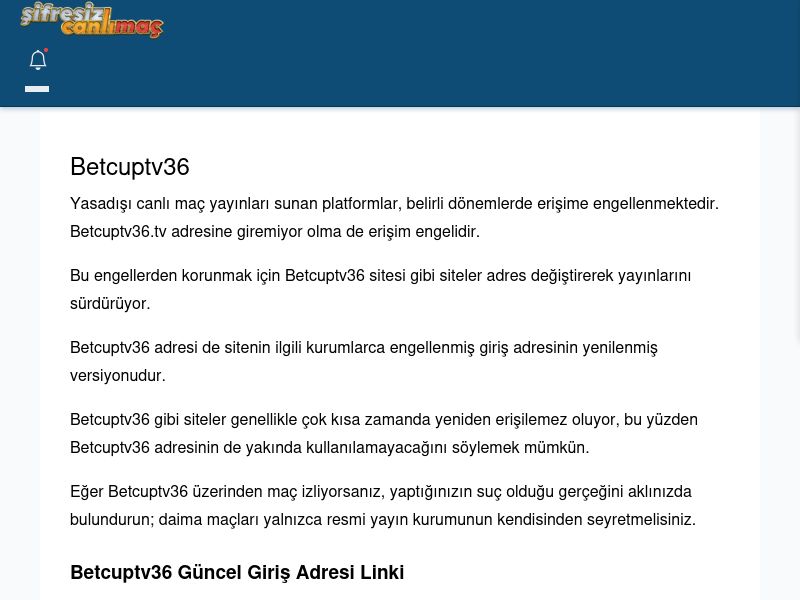 Betcuptv36 Canlı Maç - Şifresiz canlı maç izle - Ekran Görüntüsü