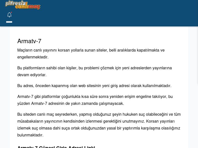 Armatv-7 Maç İzle - Şifresiz canlı maç izle - Ekran Görüntüsü