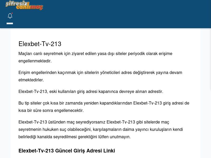 Elexbet-Tv-213 Maç İzle - Şifresiz canlı maç izle - Ekran Görüntüsü