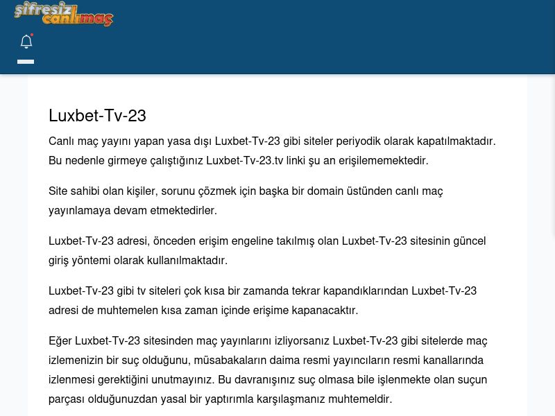 Luxbet-Tv-23 Maç İzle - Şifresiz canlı maç izle - Ekran Görüntüsü