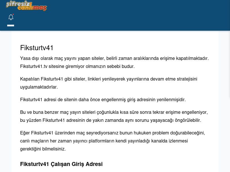 Fiksturtv41 Maç İzle - Şifresiz canlı maç izle - Ekran Görüntüsü