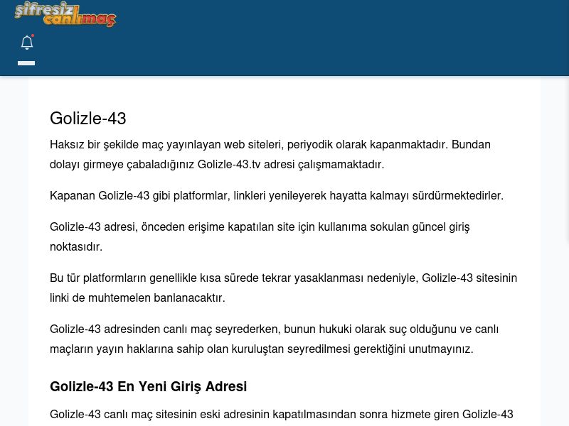 Golizle-43 Güncel Giriş - Şifresiz canlı maç izle - Ekran Görüntüsü